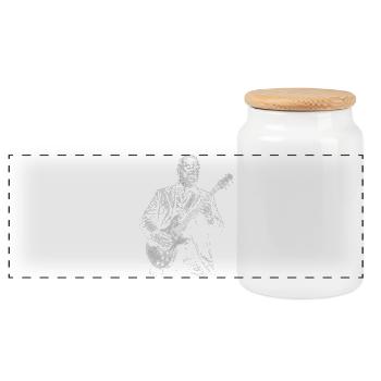 Grover Cleveland Gitarre - Panorama Keksdose mit Holzdeckel - Weiß - Vorne