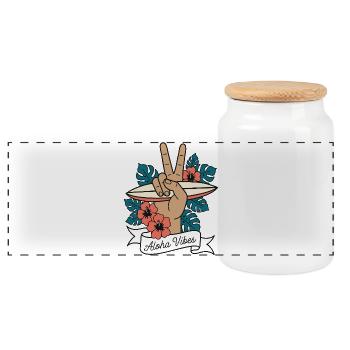 Aloha Vibes Surfen Peace Hand Hawaii - Panorama Keksdose mit Holzdeckel - Weiß - Vorne
