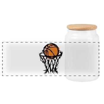 Basketball  - Panorama Keksdose mit Holzdeckel - Weiß - Vorne
