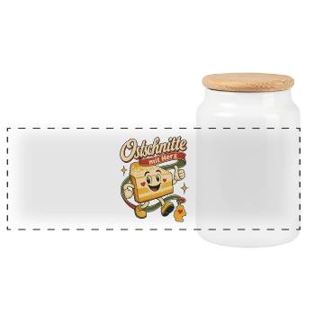 Ostschnitte mit Herz, Ossi Frauen, DDR Ostdeutschl - Panoramic Cookie Jar with Wooden Lid - white - Front