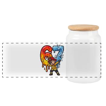 Fire Heroes Fire and Water Duo 67 - Panoramic Cookie Jar with Wooden Lid - white - Front