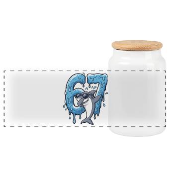 67 Dabbing Hai Six Seven Meme Brainrot Kinder Jung - Panorama Keksdose mit Holzdeckel - Weiß - Vorne
