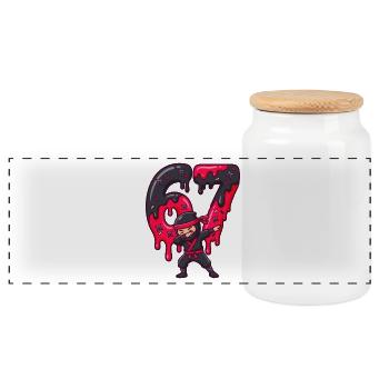 Drip Ninja 67 Neon Drops - Panoramic Cookie Jar with Wooden Lid - white - Front