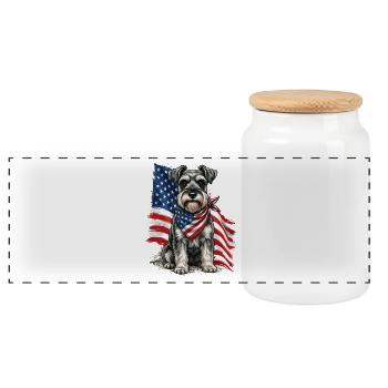 Patriotischer Schnauzer Stars, Stripes Hundestolz, - Panorama Keksdose mit Holzdeckel - Weiß - Vorne