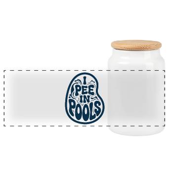 Pee in Pools Retro Pool Tee - Panorama Keksdose mit Holzdeckel - Weiß - Vorne
