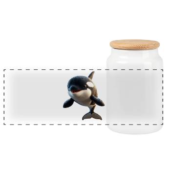 Orca Schwertwal Wal Killerwal Meerestiere Orcas - Panorama Keksdose mit Holzdeckel - Weiß - Vorne