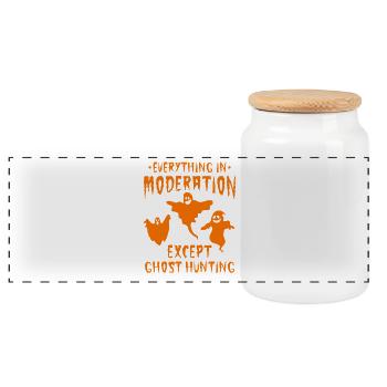 Everything In Moderation Except Ghost Hunting - Ha - Panorama Keksdose mit Holzdeckel - Weiß - Vorne