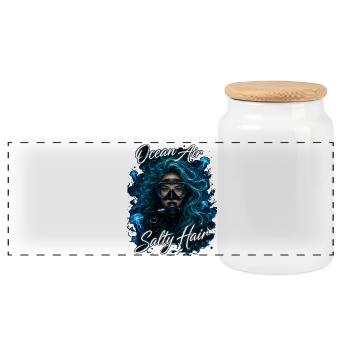 Ocean Air Salty Hair Tauchen Meer Quallen - Panorama Keksdose mit Holzdeckel - Weiß - Vorne