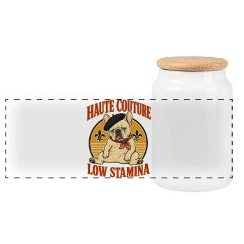 Haute Couture Low Stamina - Panoramic Cookie Jar with Wooden Lid - white - Front