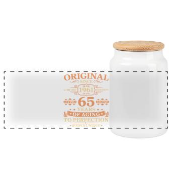 Original since 1961 Birthday 65 Years - Panorama Keksdose mit Holzdeckel - Weiß - Vorne