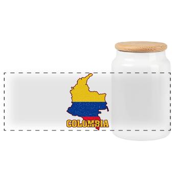 Colombian Flag Colombia Land Map - Panoramic Cookie Jar with Wooden Lid - white - Front