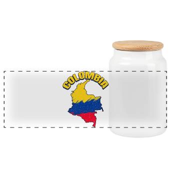 Map Of Colombian Flag Colombia - Panoramic Cookie Jar with Wooden Lid - white - Front