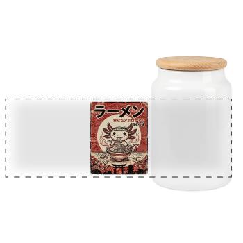 Axolotl, Ramen, Japanische Nudeln, Kawaii, Anime - Panorama Keksdose mit Holzdeckel - Weiß - Vorne