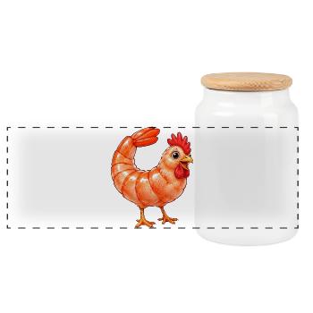 Lustiges Huhn und Henne Cartoon Comic - Panorama Keksdose mit Holzdeckel - Weiß - Vorne
