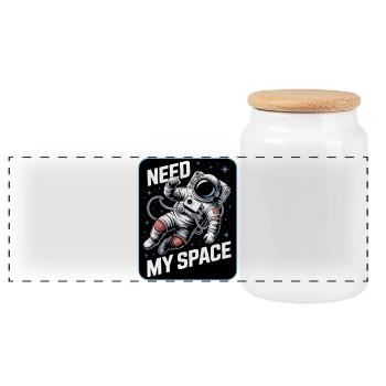 Need My Space Astronaut - Panorama Keksdose mit Holzdeckel - Weiß - Vorne