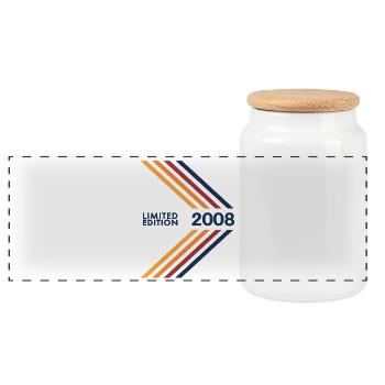 2008 Limited Edition Geburtstag Mädchen Jungen - Panorama Keksdose mit Holzdeckel - Weiß - Vorne