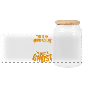 This Is My Human Costume I'm Really A Ghost Hallow - Panorama Keksdose mit Holzdeckel - Weiß - Vorne