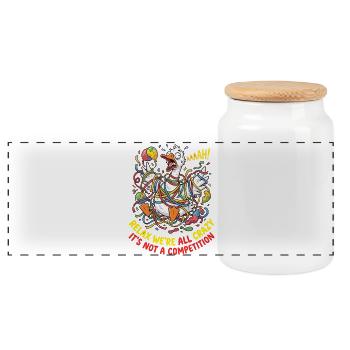 Relax We're All Crazy Competition - Panoramic Cookie Jar with Wooden Lid - white - Front