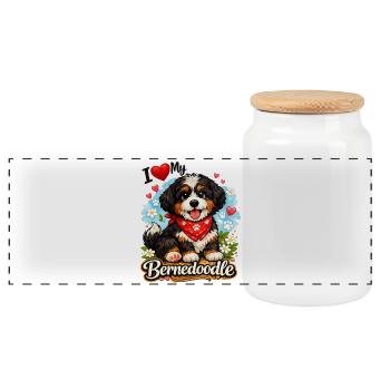 Bernedoodle - Panorama Keksdose mit Holzdeckel - Weiß - Vorne
