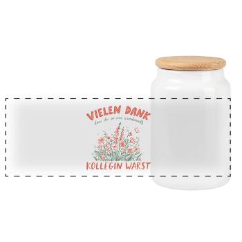 Kollegin Abschied Retro Blumen Jobwechsel Rente - Panorama Keksdose mit Holzdeckel - Weiß - Vorne