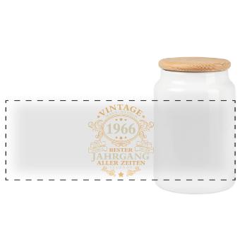 Vintage 1966 Jahrgang Mann 60. Geburtstag - Panorama Keksdose mit Holzdeckel - Weiß - Vorne