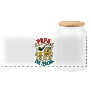 Papa, der Mann, der Mythos, die Legende, Retro - Panorama Keksdose mit Holzdeckel - Weiß - Vorne