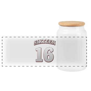 Sweet Sixteen - 16. Geburtstag Design & Poster - Panorama Keksdose mit Holzdeckel - Weiß - Vorne