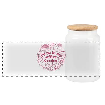 Ill Be In My Office Crochet Funny Crochet Lover - Panoramic Cookie Jar with Wooden Lid - white - Front