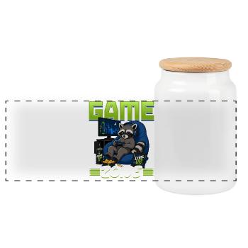 Gamer Gaming Raccoon Video Game - Panorama Keksdose mit Holzdeckel - Weiß - Vorne