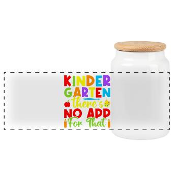 Pre K Teacher No App For That Kindergarten Teacher - Panorama Keksdose mit Holzdeckel - Weiß - Vorne