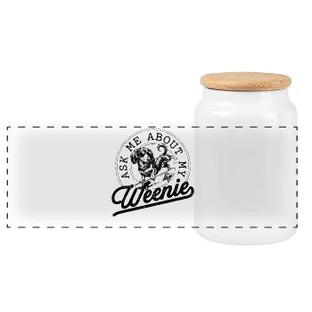 Dackel auf Skateboard – Cooler Weenie Dog Vintage - Panorama Keksdose mit Holzdeckel - Weiß - Vorne