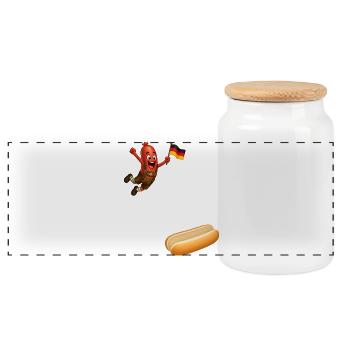 Schnitzel qui va en chignon - Boîte à biscuits avec couvercle en bois - blanc - Devant