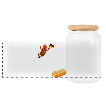Schnitzel that goes into a bun - Panoramic Cookie Jar with Wooden Lid - white - Front