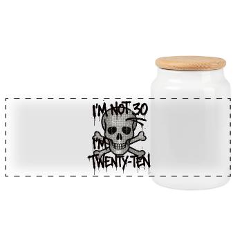 I'm not 30 Im 20 Ten Birthday - Panoramic Cookie Jar with Wooden Lid - white - Front
