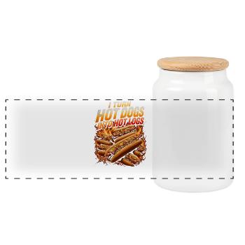 Ich verwandle Hotdogs in heiße Holzscheite (Lustig - Panorama Keksdose mit Holzdeckel - Weiß - Vorne