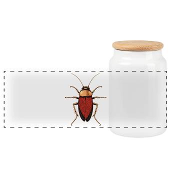 cockroach cockroach insects cockroach cockroaches - Panoramic Cookie Jar with Wooden Lid - white - Front