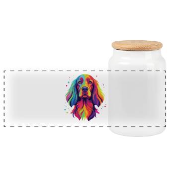 Aquarell Irischer Setter – Roter Setter Hund Mama Papa - Panorama Keksdose mit Holzdeckel - Weiß - Vorne