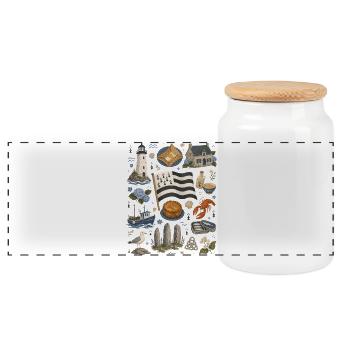 Brittany | Coast, Lighthouse & Seasickness - Panoramic Cookie Jar with Wooden Lid - white - Front