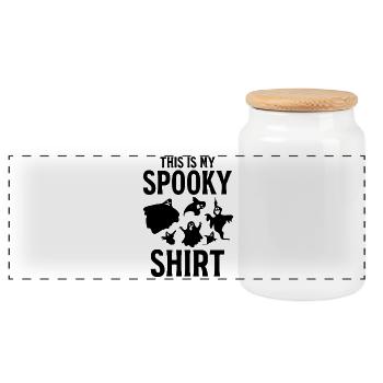 C’est mon Halloween de la chemise effrayante - Boîte à biscuits avec couvercle en bois - blanc - Devant