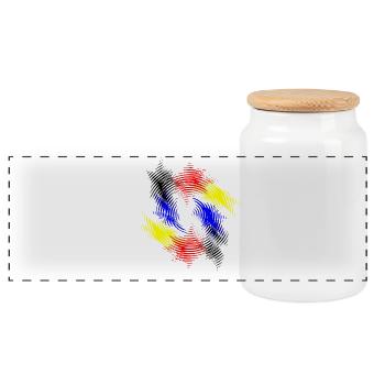 Color Swirl Radial Pattern - Panoramic Cookie Jar with Wooden Lid - white - Front