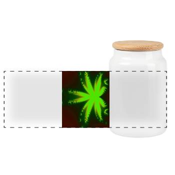 Neon Fractal Star Beam - Panoramic Cookie Jar with Wooden Lid - white - Front