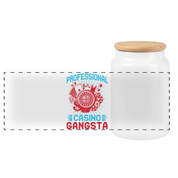 Gambling Fan Professional Casino Gangsta Casino - Panorama Keksdose mit Holzdeckel - Weiß - Vorne