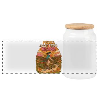 Treten Sie weg von Drama Retro Cycling - Panorama Keksdose mit Holzdeckel - Weiß - Vorne