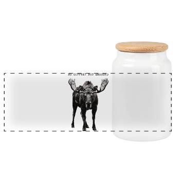 No Coffee Not Amused Moose Wilderness - Panorama Keksdose mit Holzdeckel - Weiß - Vorne