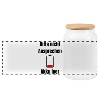 Niedrige Batterie Silhouette - Panorama Keksdose mit Holzdeckel - Weiß - Vorne