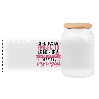 Prothésiste Ongulaire Cadeau humour personnalisé - Boîte à biscuits avec couvercle en bois - blanc - Devant