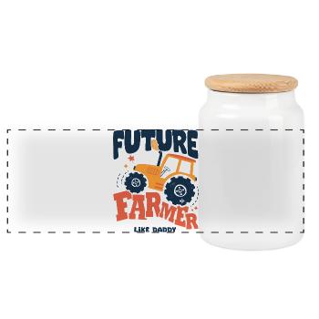 Futur fermier comme papa bébé tracteur - Boîte à biscuits avec couvercle en bois - blanc - Devant