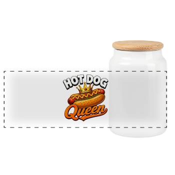 Reine des hot-dogs Crown Street Food Lover - Boîte à biscuits avec couvercle en bois - blanc - Devant