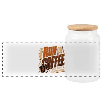 Coffee and Bad Ideas - Funny Coffee Shirt - Panoramic Cookie Jar with Wooden Lid - white - Front