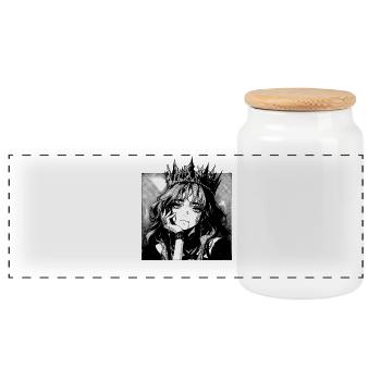 Königin der Schatten Manga Porträt - Panorama Keksdose mit Holzdeckel - Weiß - Vorne